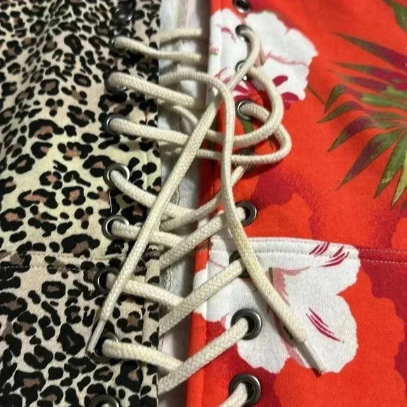 Urban Outfitters Tegan half Hoodie Lace-up  Sweatshirt  size XS oversized - Picture 2 of 5